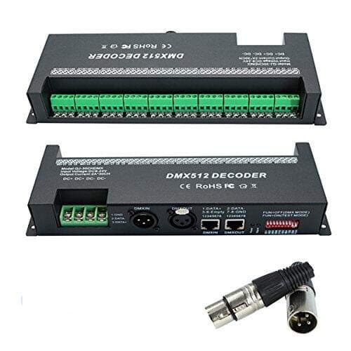 DMX 512 LED Decoder Controller for RGB Tape Strip Light Dimmer Driver DC9-24V 60A (30 Channel)