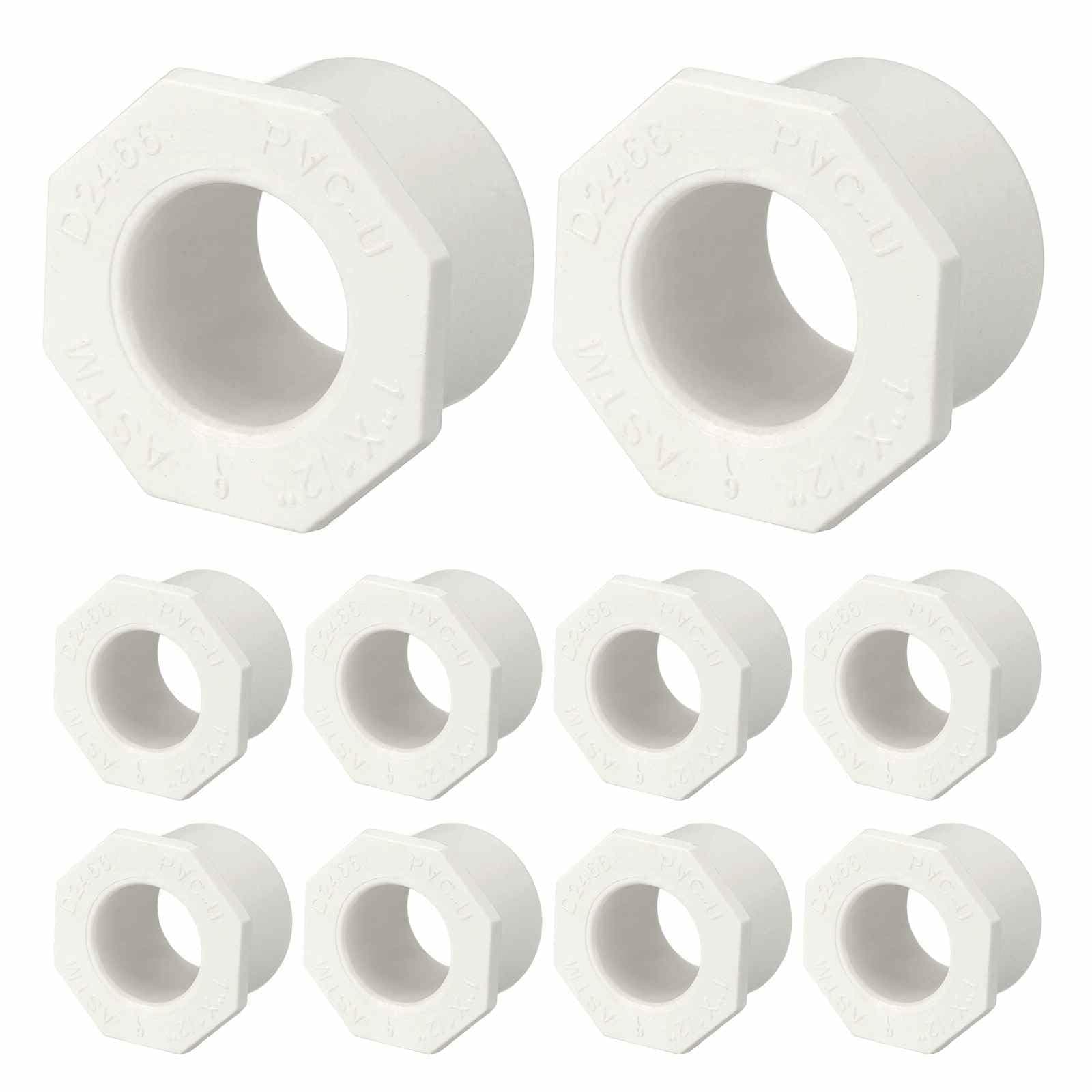 10Pcs 1" x 1/2" PVC Reducer Bushing Fitting, SCH40 (Socket x Socket) Furniture Grade PVC Pipe Fitting, Reducer Bush Adapter for Home Sewer Plumbing, Industrial, Pipe Connection