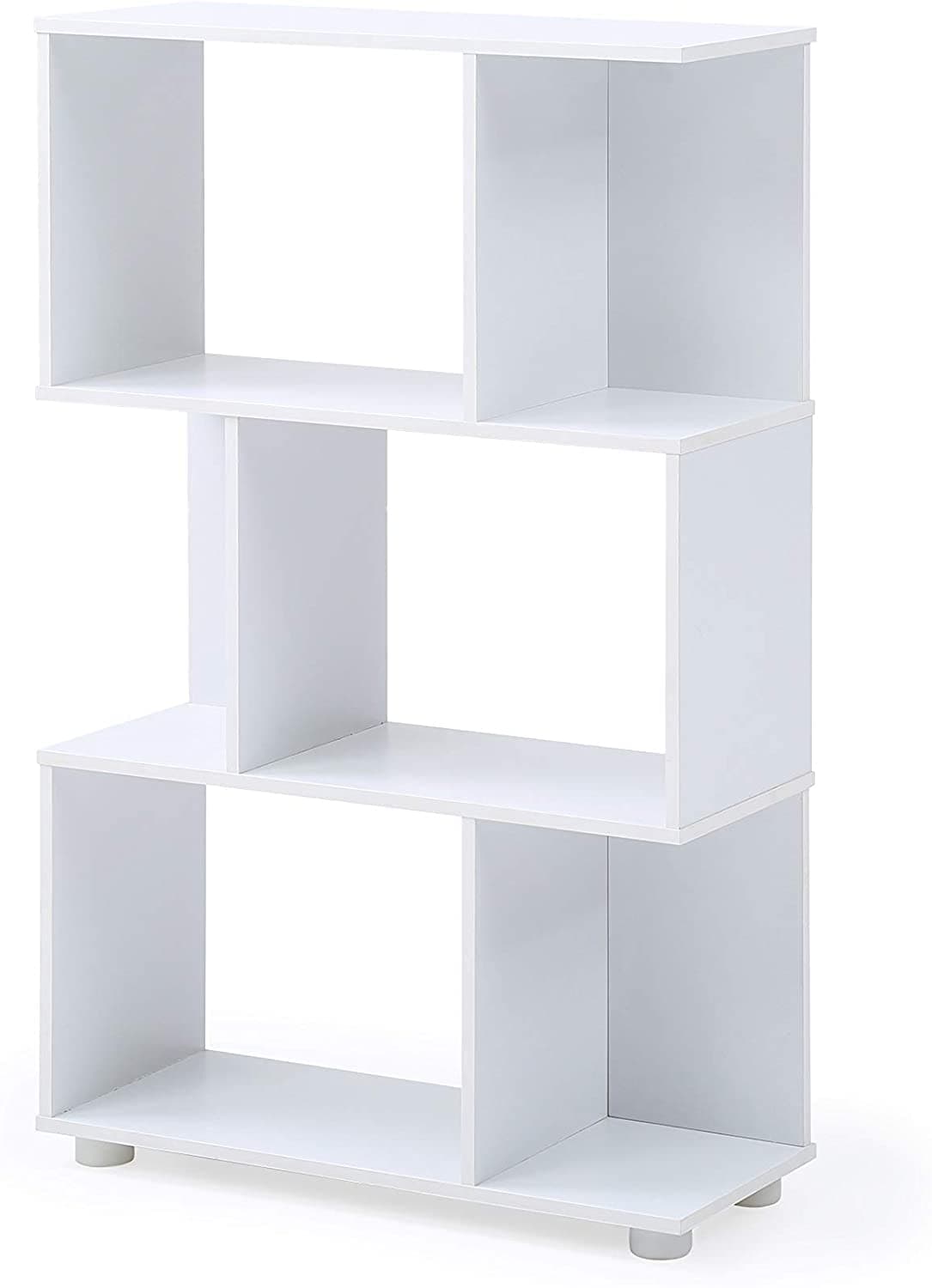 AC PacificModern Staggered 3-Shelf Manor Bookcase, White
