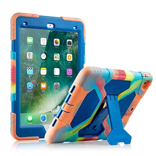 KIDSPR iPad 9.7 Case 2017 2018 - [Kids-Proof] [Shock Proof] [Scratch Proof] [Drop Resistance] [Impact Resistant] Super Protection Cover Case with Stand for iPad 9.7 Tablet (Ice/Blue)