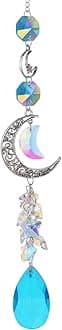 Wind Chimes for Outside Decorative Wind Chimes Crystal Windchimes Unique Wind Chimes Moon Memorial Wind Chimes Personalized, for Window Car Wall Plant Chandeliers Blue
