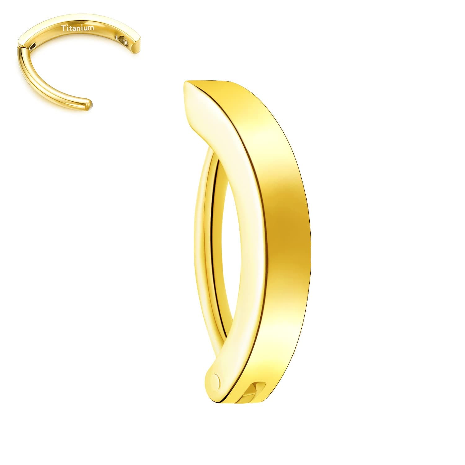 14G G23 Titanium Clicker Belly Button Ring,10/12mm Reverse Curved Hoop Navel Barbell Piercing Jewelry