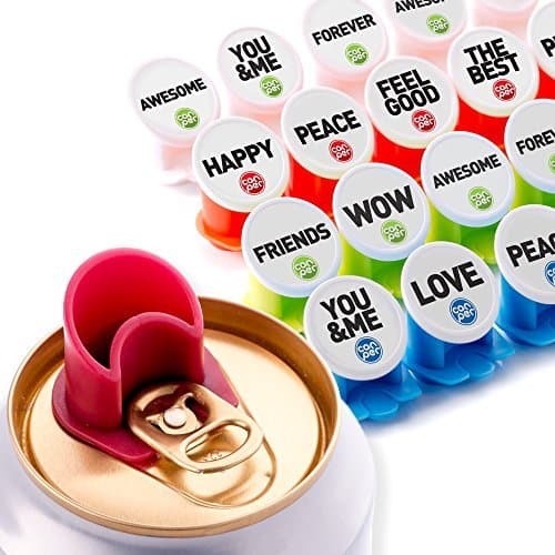 Canper Soda Can Lids, Multicoloured (12 Pack Words), Reusable Soda Can Covers for Hygienic Drinking out of Beverage Cans