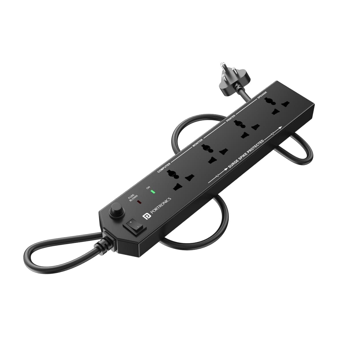 Power Plate 10 Extension Board with 4 Universal Sockets, 2 Meter Long Cord, 1500 Watts, 6 Amp Multi Plug for Office & Home Appliances (Black)