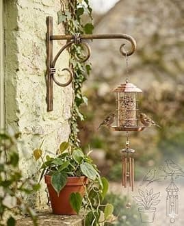 WOOD ART STORE Iron Antique Chrome Polish Handmade Wall Lantern/Diya Hanger - Utility Crafts Garden Home Décor Product (Black Golden) -