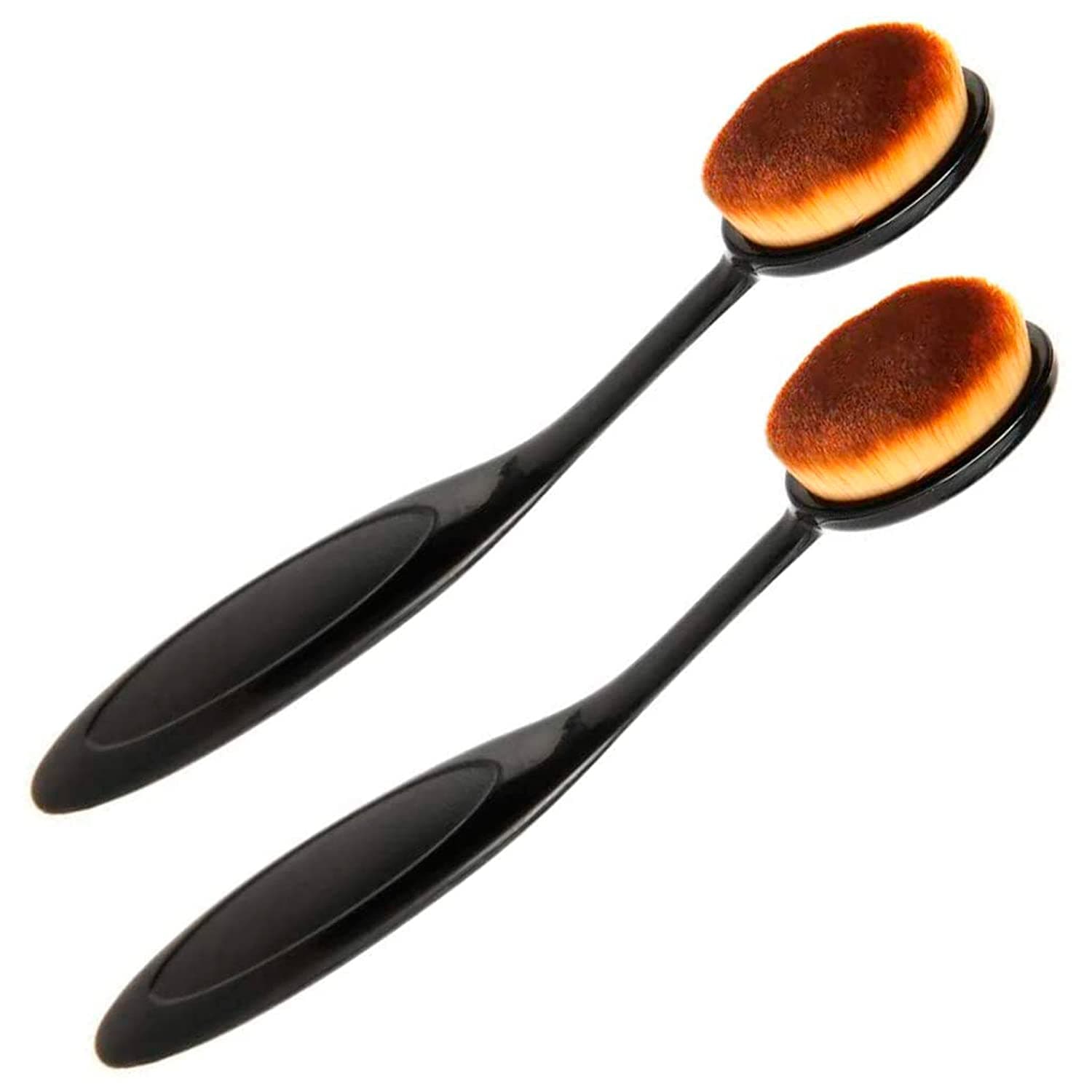 2 PCS Makeup Brushes - Contour Brushes for Makeup for Powder, Liquid Foundation, Minerals, Creams - Make Up Brush Set for Eyes, Forehead, Cheekbones - Oval Blending Brushes for Daily, Evening Makeup