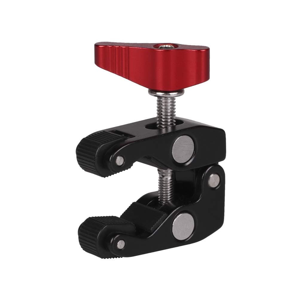 Kaliou Super Clamp with Red Knob, Multi-Function Crab Claw Magic Arm Clamp for DSLR Camcorder Tripod Monitor Video Light