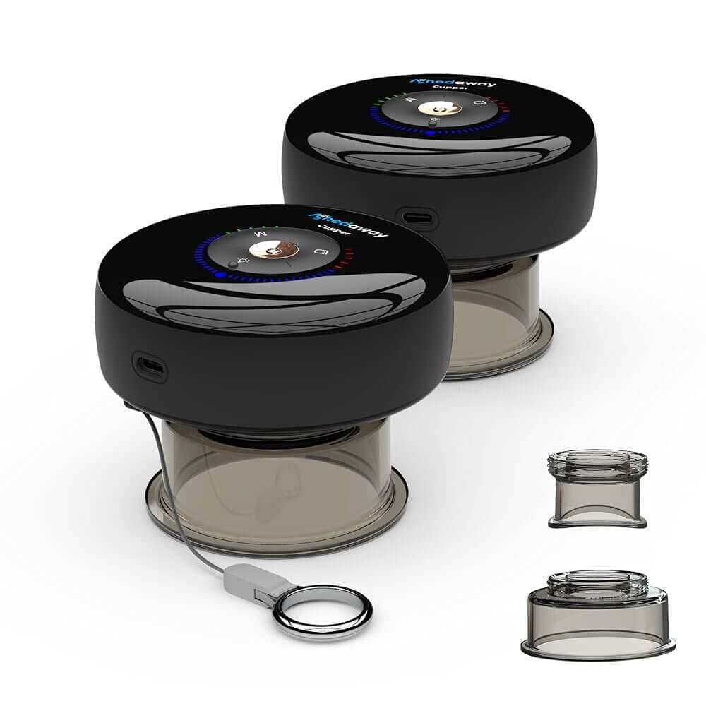 Achedaway Smart Cupping Massager - Rechargeable Cupping Therapy Set with Bluetooth Suction Cup Massager, 3 Attachments, Mobile App Control, Red Light Therapy - 5 Intensity Levels - 2-Pack