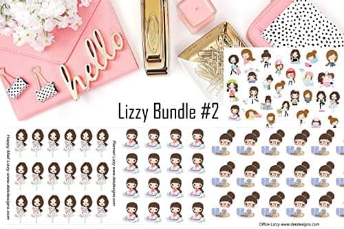 Lizzy Bundle #2LS Sticker Sheets, Planner Stickers, printed on matte sticker paper and kiss cut. Just peel and stick.