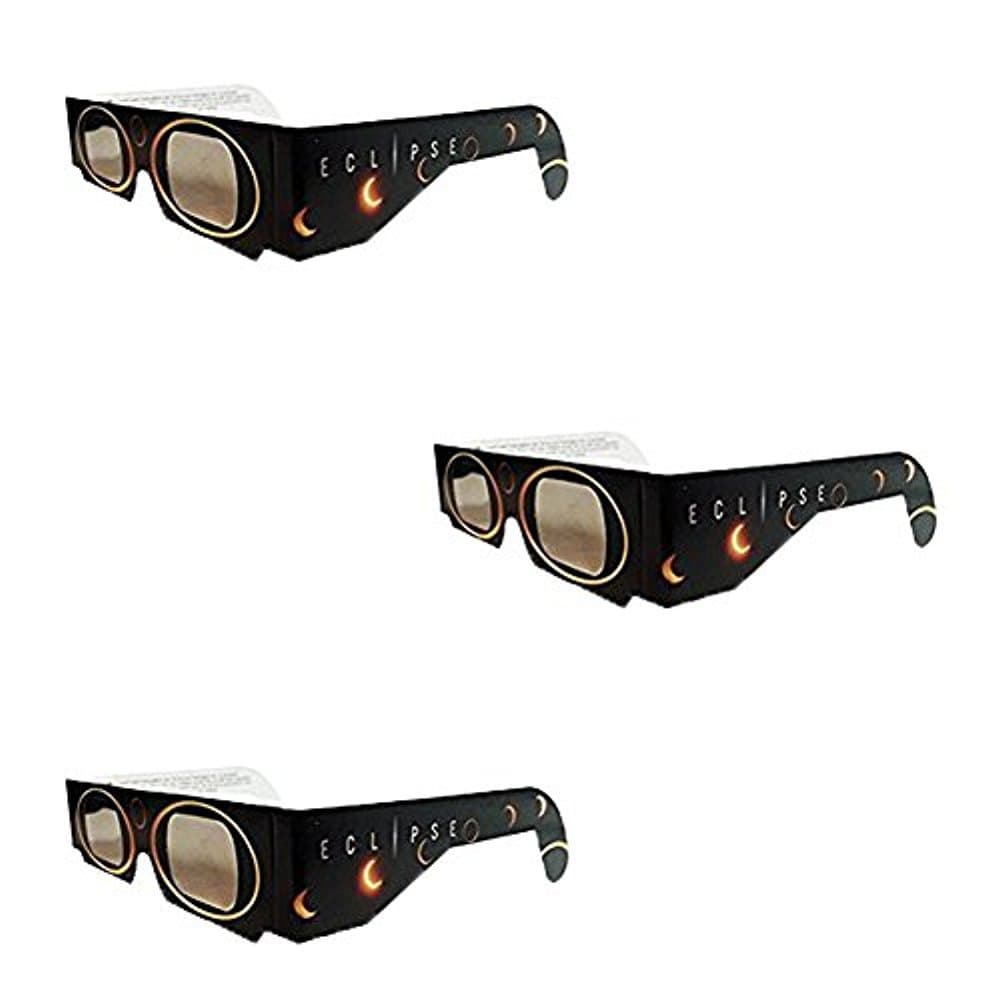 Set of 3 Solar Eclipse Glasses, ISO 12312-2 compliant and CE certified Eclipse Glasses for Direct Sun Viewing (Sun Circles)
