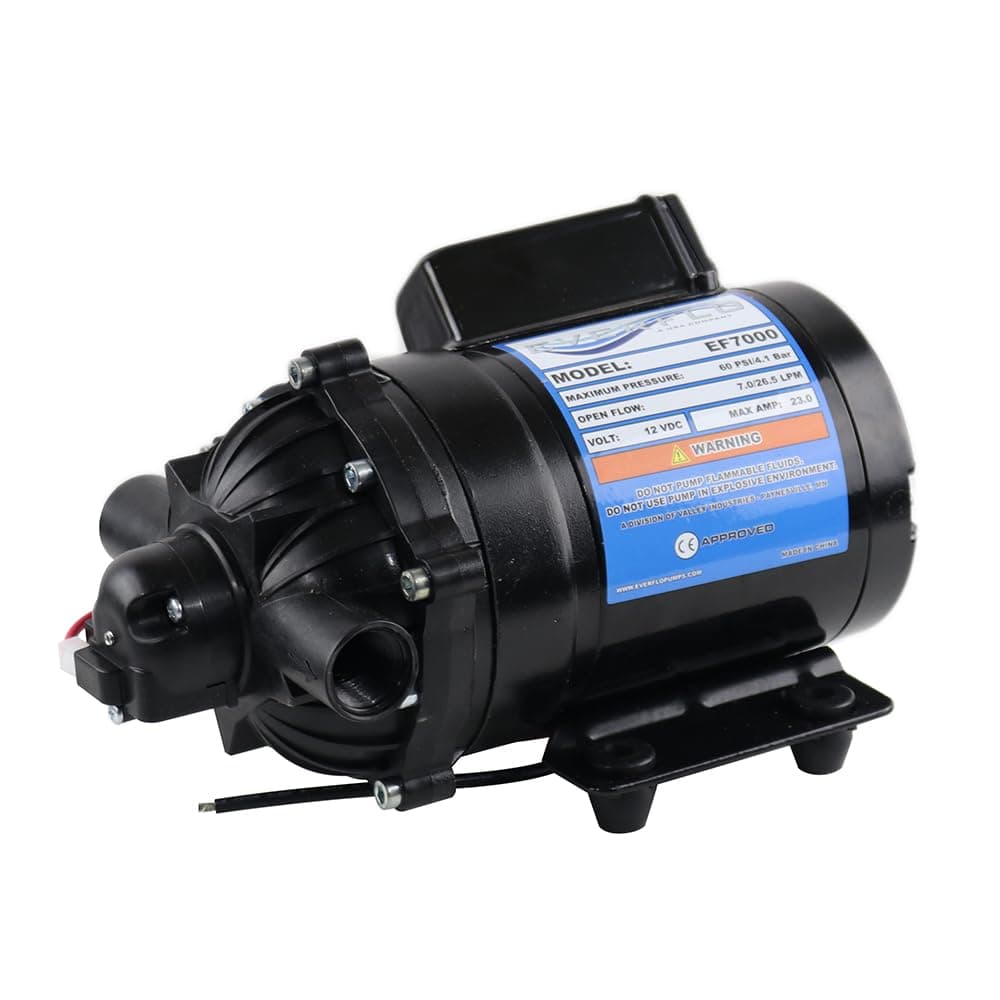 EF7000-BOX 7.0 GPM 12V Diaphragm Pump-1/2 FNPT Ports, Black