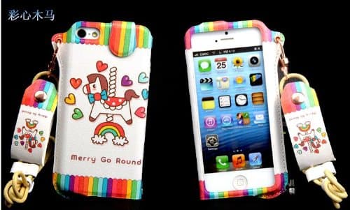 Thinkcase Carryberry 5 5S 5C Pattern Flower Leather phone case neck hanging wear strap rope cover for iphone 5C 5S DF17#