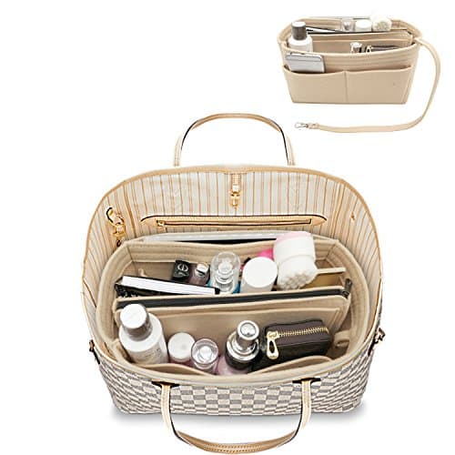 Purse Organizer, Multi-Pocket Felt Handbag Organizer, Purse Insert Organizer with zipper, Handbag & Tote Shaper