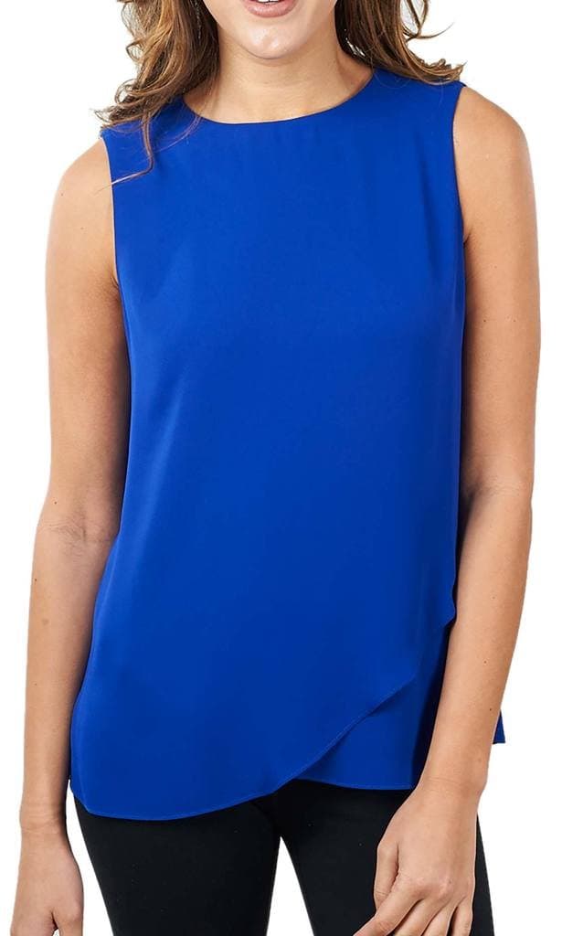 Sapphire Blue Multi-Layer Sleeveless Blouse Top Style 171283