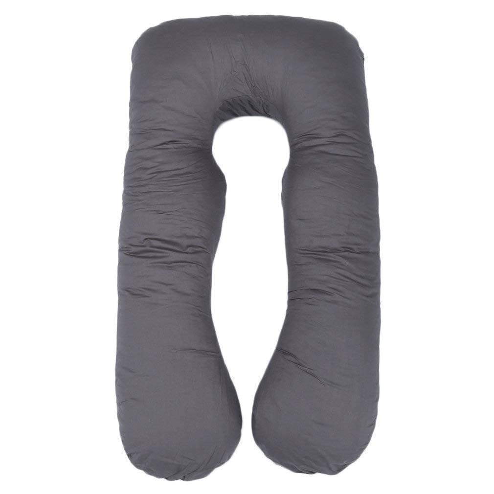 Full Body U Shaped Pregnancy Pillow & Maternity Pillow with Replaceable and Washable Cover (115 x 52 x 16cm, Velvet, Grey)