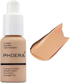 PHOERA Foundation,Full Coverage Flawless Soft Matte 24 HR Oil Control Waterproof Concealer Makeup. (1 Pcs-104- Buff Beige)
