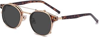 Clip on Sunglasses Polarized Flip Up: Double Lens Removable Retro Metal Steampunk Glasses for Men Women