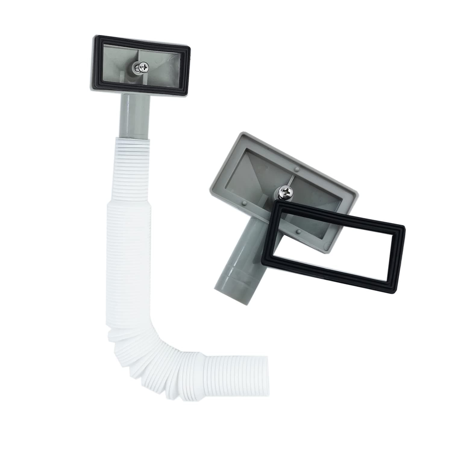 Qrity 1 x Connection Pipe for Washbasin and Sink, Square Interface (Size: 75 x 40 mm), Pipe Length 230-600 mm, Diameter 26 mm (Inner Diameter: 21 mm)