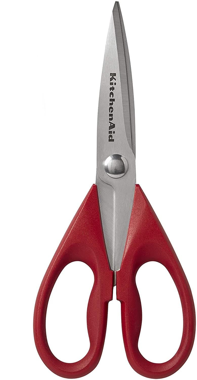 - All Purpose Kitchen Shears with Protective Sheath Durable Stainless Steel Scissors, Dishwasher Safe, Soft Grip Comfort Handle, 8.72 Inch, Red