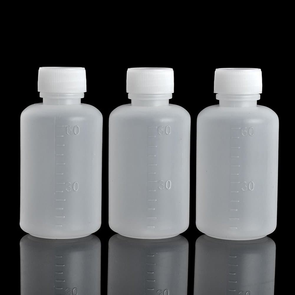 50Pcs 60ml 2oz PE Plastic Empty Small Mouth Graduated Lab Chemical Container Reagent Bottle Sample Sealing Liquid Medicine Bottles