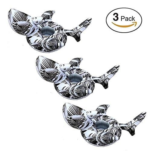 Large Inflatable Drink Holder Float Coaster, Floating Shark Inflates Coasters 3-Pack (Shark)