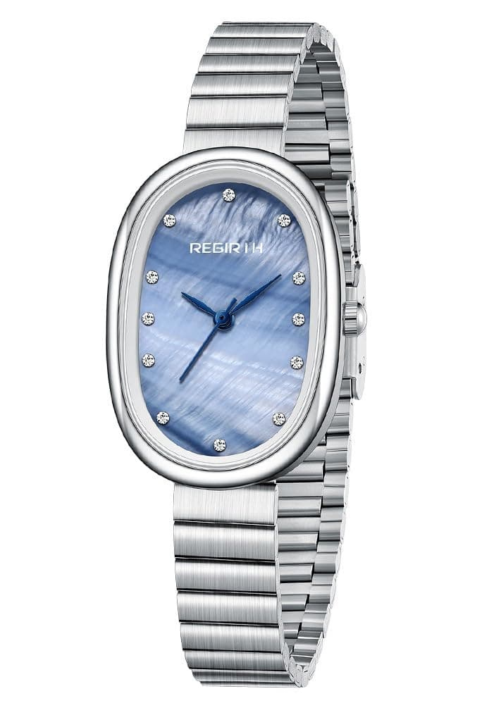 Elegant Watches for Women Oval Ultra-Thin Dial Easy Reader Watch Fashion Women Stainless Steel Band Wristwatch