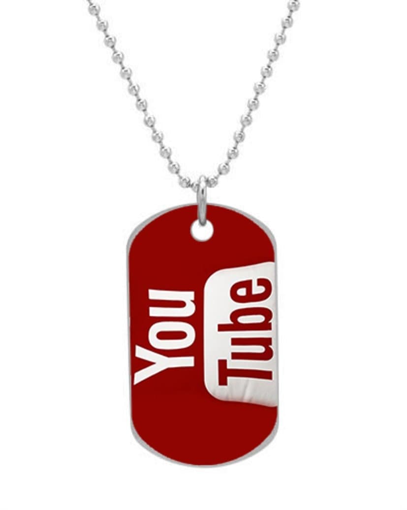 Youtube Icon Social Media Custom Cool durable Size 1.2 x 2.1 inches oval alumminum dog tag pet tag ID Necklace Pendant