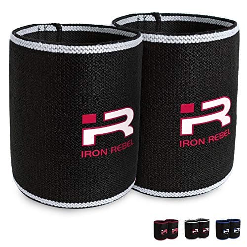 Iron Rebel Elbow Sleeves - Compression Support for Powerlifting, Bodybuilding, Training or Muscle Recovery For Men and Women - Black/White - 12.5 Inch (Pair)
