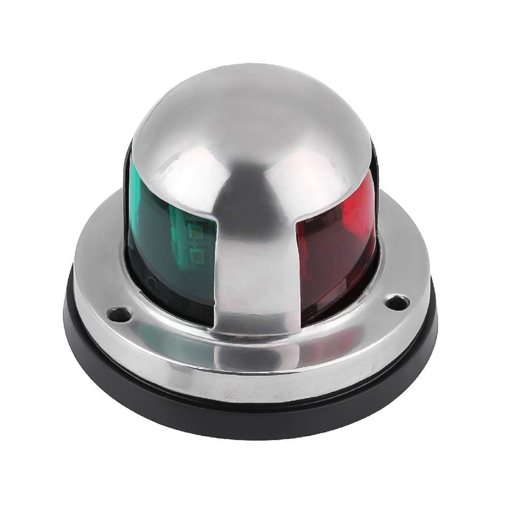 (Navigation Light 01) - LED Navigation Lights Bi-Colour Red and Green Sidelights Stainless Steel 12V Bow Side Port Starboard for Boating Fishing Yacht, Pontoons, Chandlery Boat, Skeeter