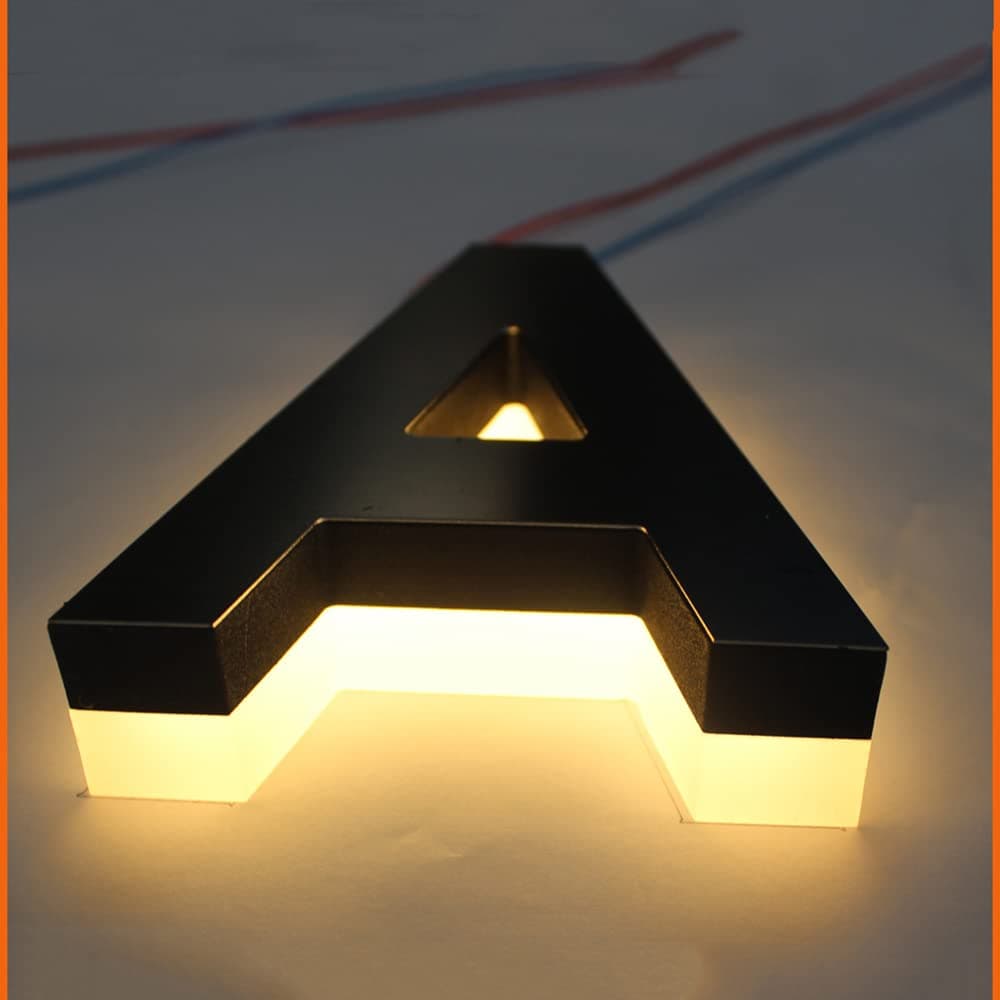 C/H 6 Inch House Number, Backlit Floating LED Lighted Outdoor Address Numbers, Lighted Up House Address Signs for Outside Home Yard Street-Black