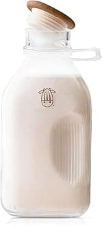 Almond Cow - Clear Glass Pitcher with Lid and Spout, 60 fl oz Capacity, 5 x 4 x 10 Inches