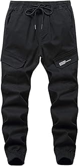 Boys' Cargo Joggers Pants Youth Stretch Elastic Waist Twill Trousers Kids Casual School Uniform Bottoms 6-14 Years