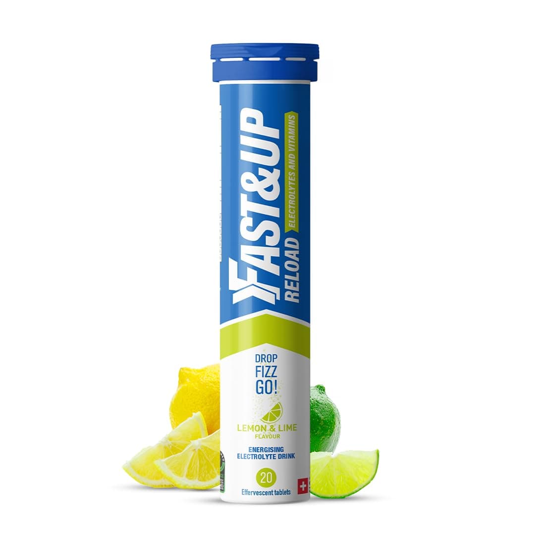 Fast&Up Reload - Energising Electrolyte Drink - Lemon & Lime Flavour - 20 Effervescent Hydration Tablets - Added Vitamin C & B12 - Vegan