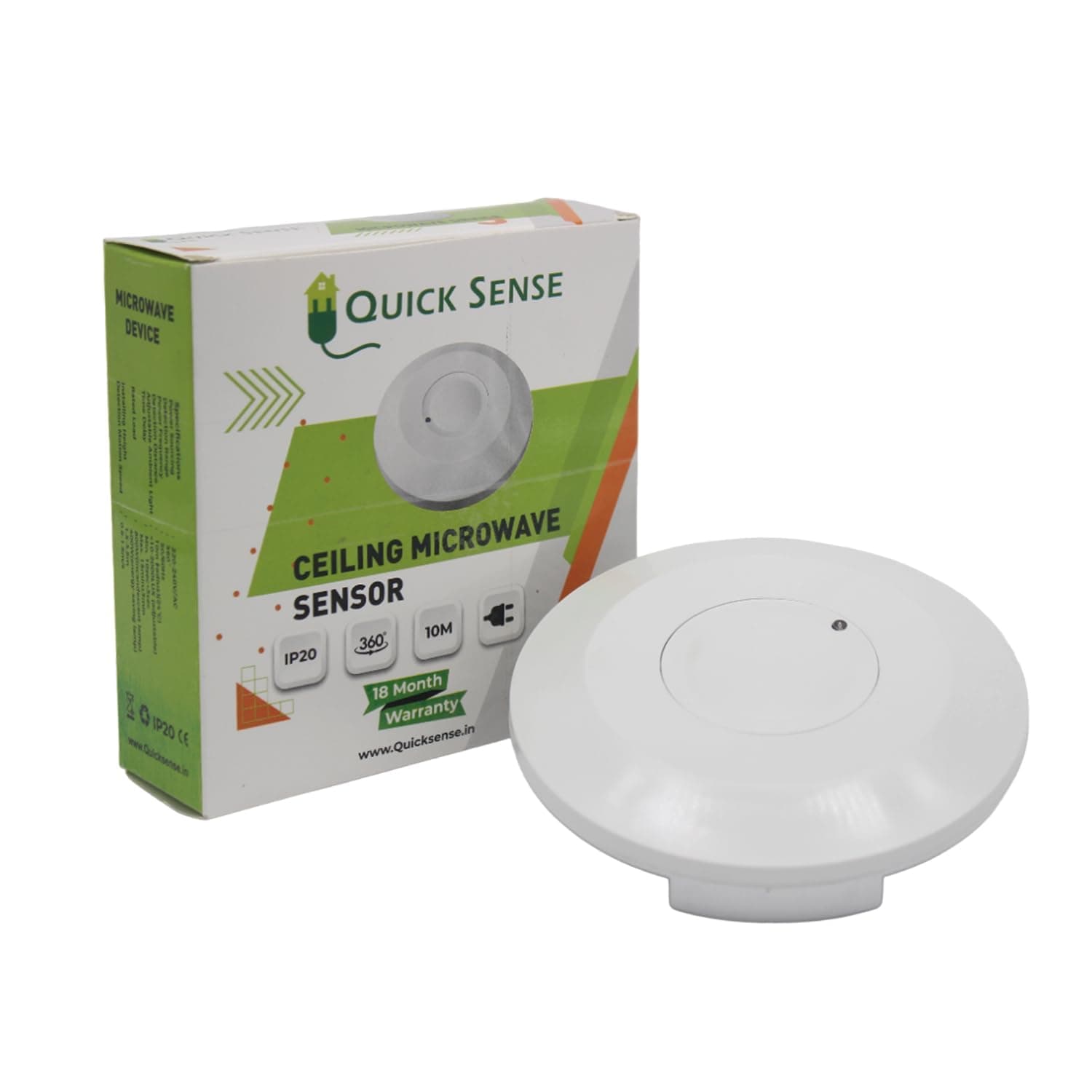 QUICK SENSE Ceiling Mount PIR Motion Sensor Switch with LUX Sensor Inbuilt Energy Saving 220 V 360 Degree Motion Detector Microwave Radar Switch with 18 Months Warranty (Set of 1)