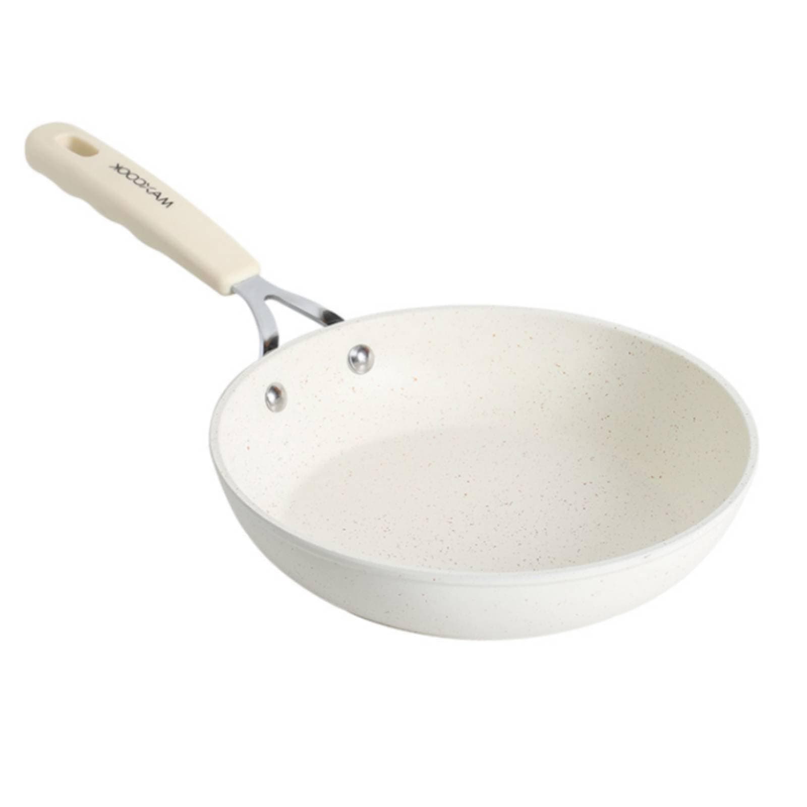 Mini Nonstick Egg Pan, 6.3 Inch Omelet Pan, Small Single Serve Egg Nonstick Skillet, Medical Stone Coating Cookware with Heat-Resistant Handle (16 cm, White)