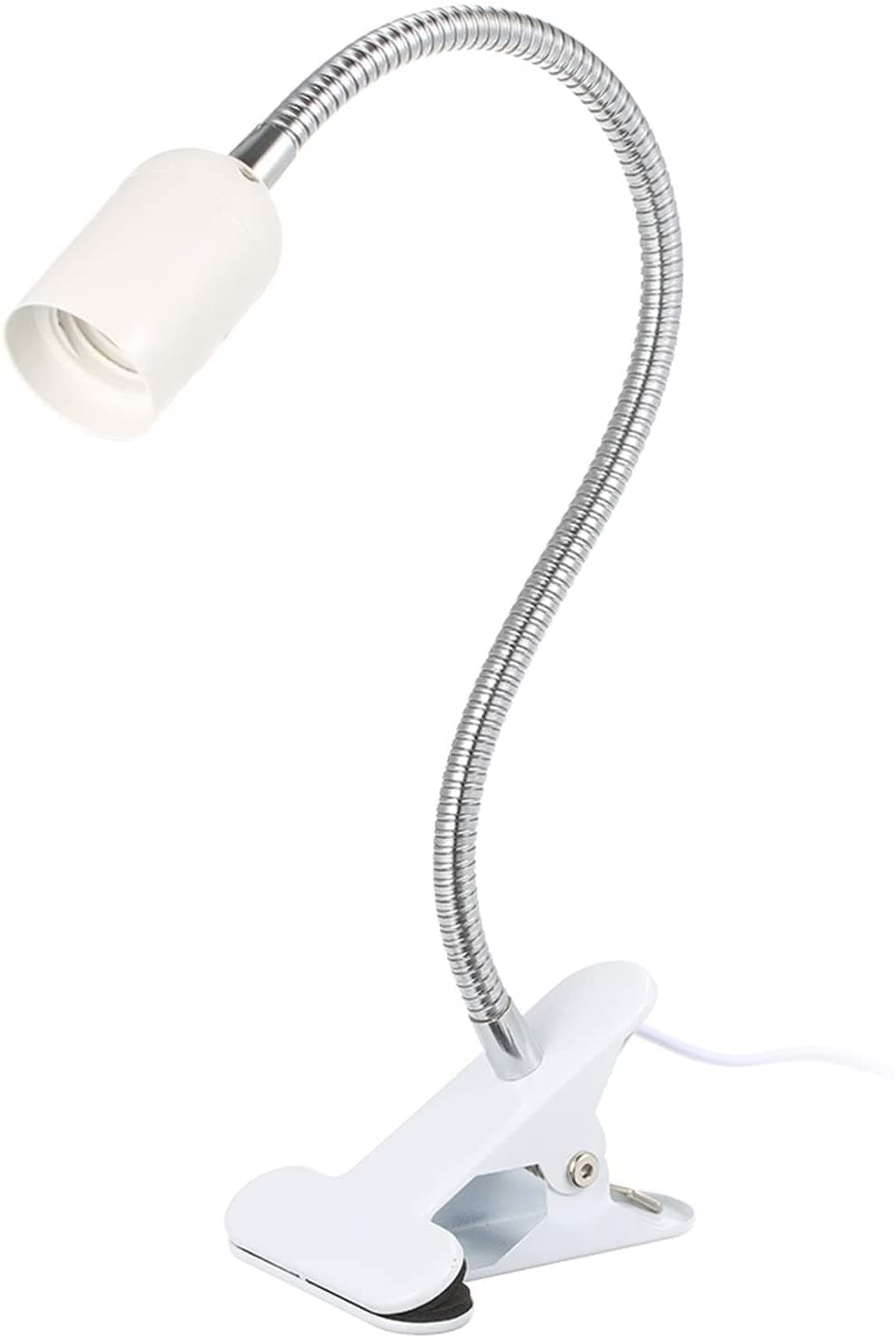 Nyganmelloz AC110-220V 50W E27 Bulb Base Socket Holder Desk Lamp with Clamp Press Button Bendable Flexible Tube