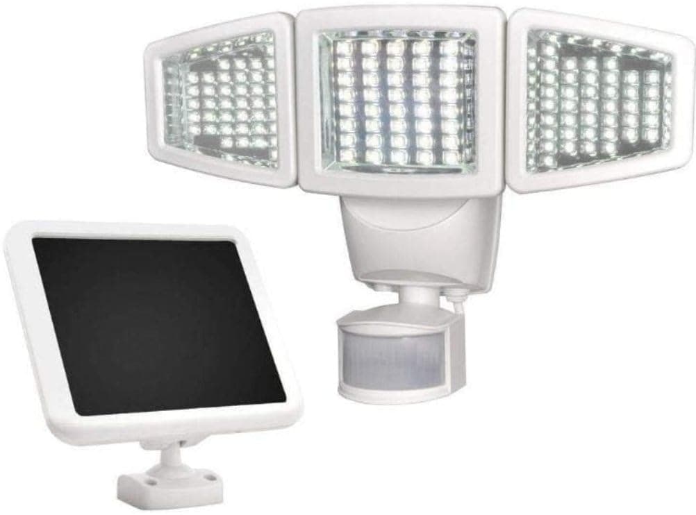 Sunforce 82123 120-LED Triple Head Solar Motion Light, 1000 Lumen Super Bright, 30 Detection Distance, 180 Degree Range, Fully Weather Resistant, Garage Mount, Home or Shed Exterior
