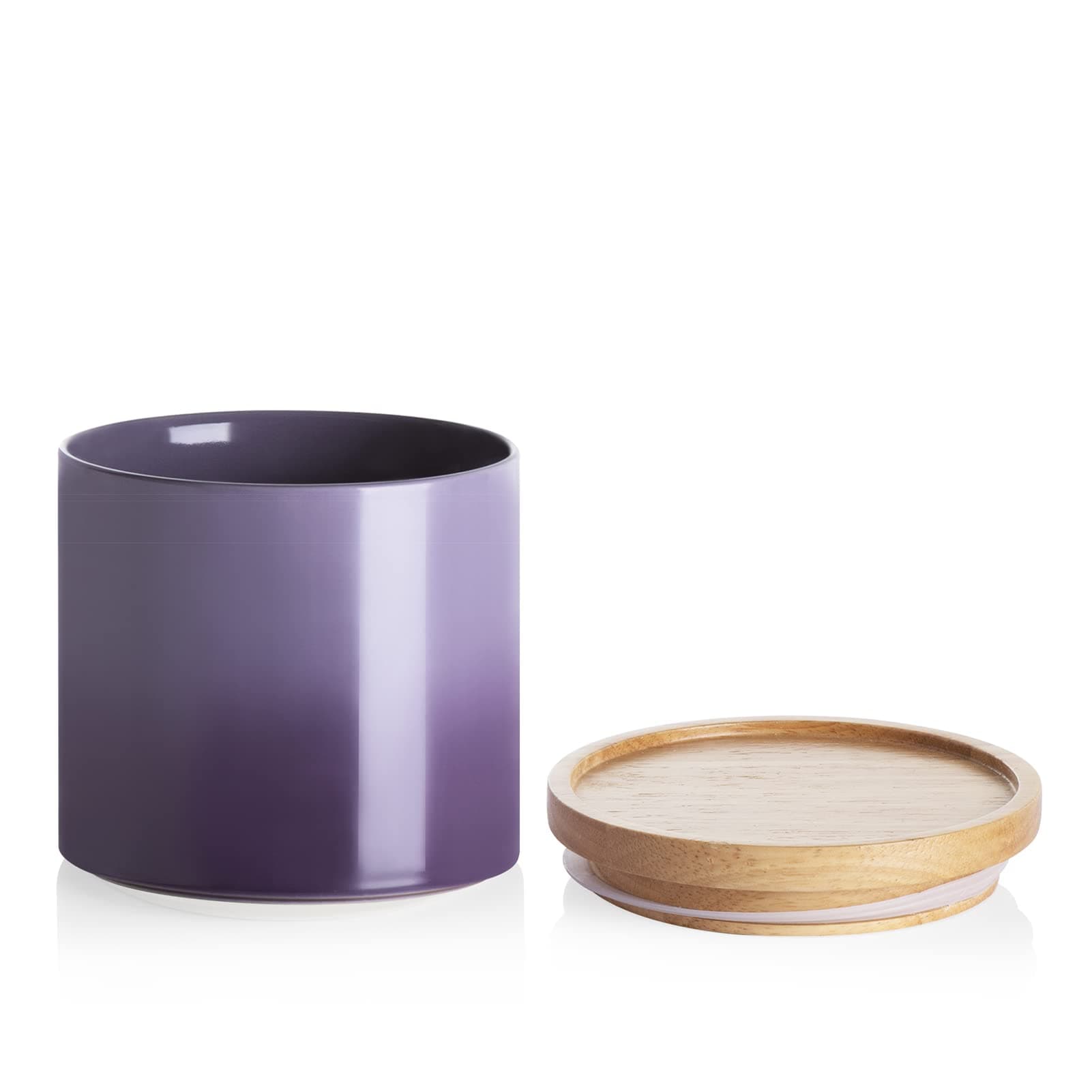 Sweejar Ceramic Food Storage Jar, Stackable Kitchen Canisters, Containers with Airtight Seal Wooden Lid for Serving Coffee Grounds, Coffee Bean, Flour, Tea, Spice and More - 39 Fl Oz (Gradient Purple)