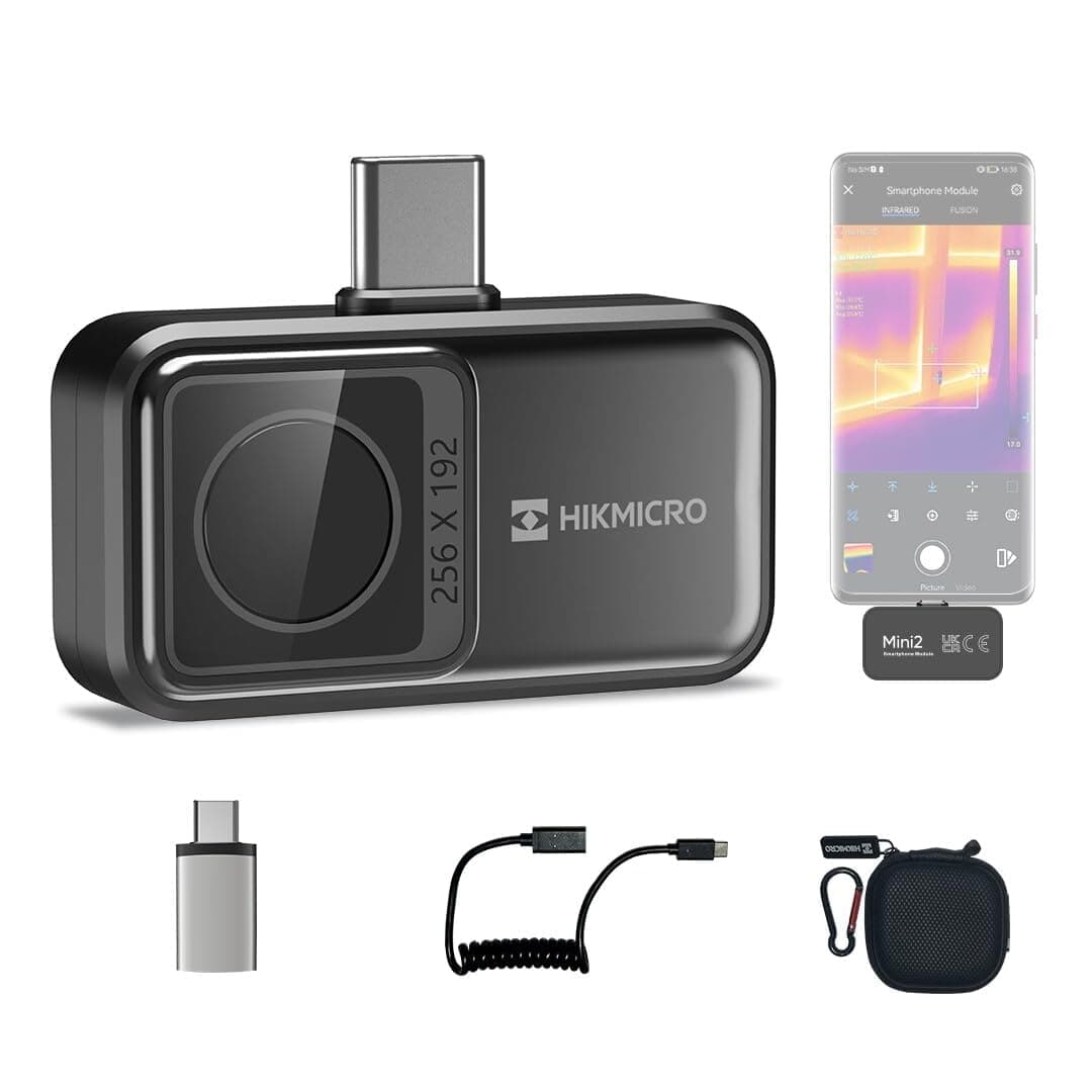 HIKMICRO Thermal camera for android Mini2, Thermal Imaging Camera 256 x 192 IR Resolution, 25Hz Refresh Rate, 50°Wide Angle, -20°C to 350°C Temperature measurement range, for USB-C (not for iphone)