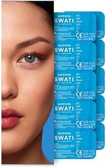 SWATI Cosmetics Sapphire Zero Power Colored Contact Lenses | Colored Lenses Without Power | Icy Blue Lens For Eyes | Eye Lenses For Women | Eye Lens For Men | 5 Pairs | 1 Day Use