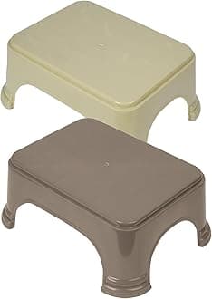 Kuber Industries Bathroom Stool | Bathroom Plain Square Stool | Plastic Stool For Bathroom | Stool for Kitchen | Bathroom Patla | Support Stool for Bathroom | P6 | Pack of 2 | Multi