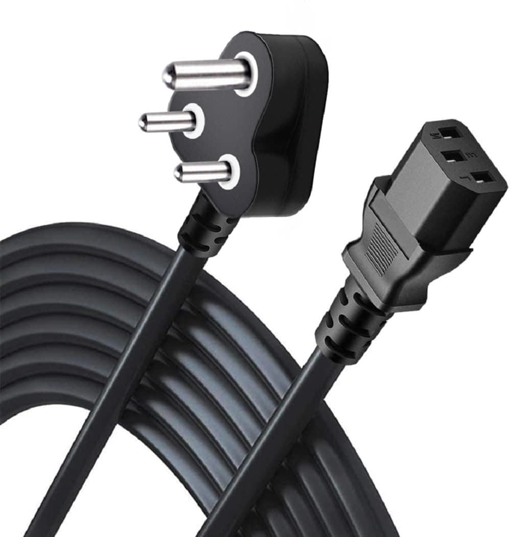 1.5M Power Cable Cord, India Plug IEC Computer Mains Power Cable Cord, 3 Pin Cable Cord Compatible for PC, Desktop, Monitor, Printer, Power Supply and TV - Black (1.5Meter, Pack of 1)