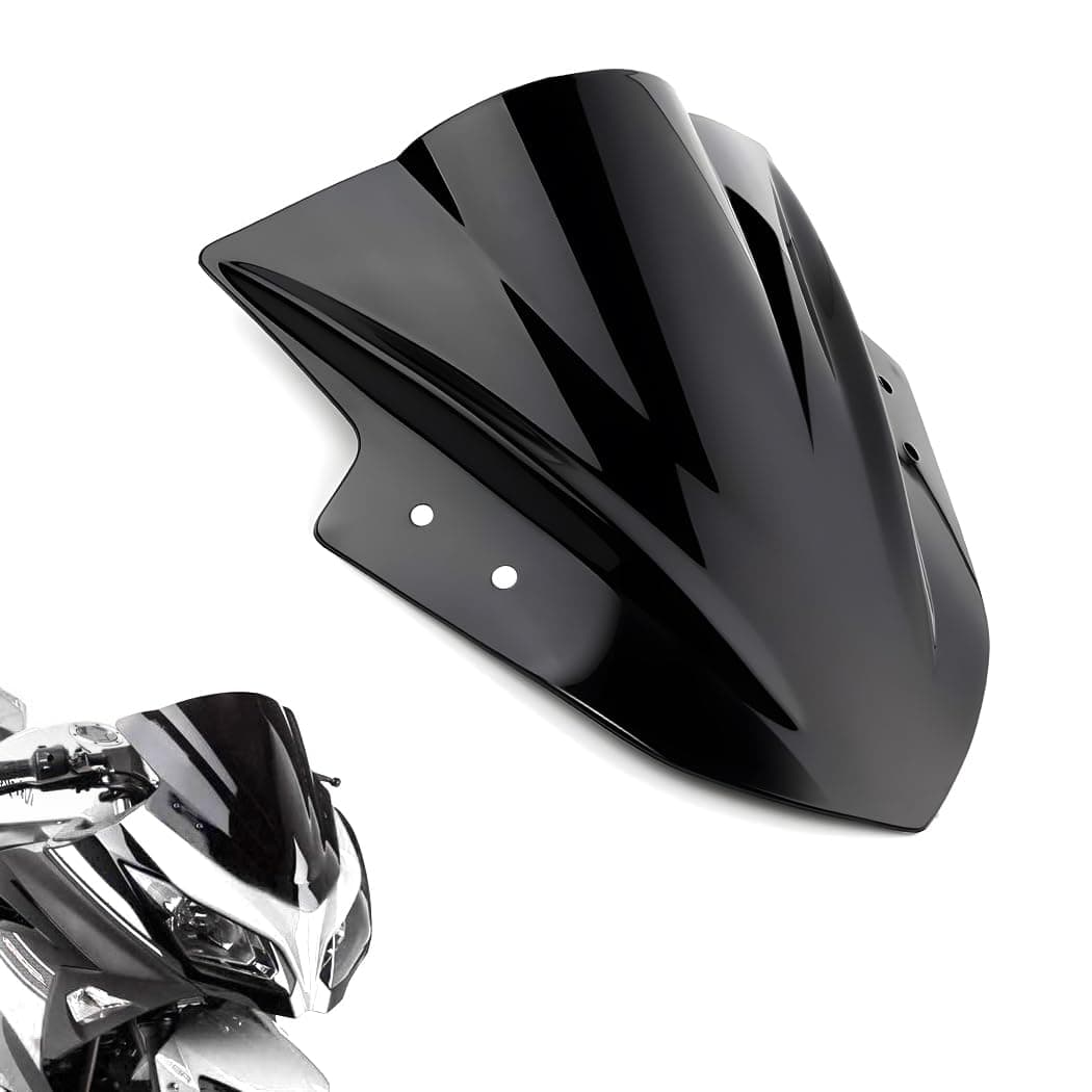 Amazicha Windscreen Windshield fit for Kawasaki Ninja 300 EX300R EX300 2013 2014 2015 2016 2017 (Black) Double Bubble Wind Deflector Screen