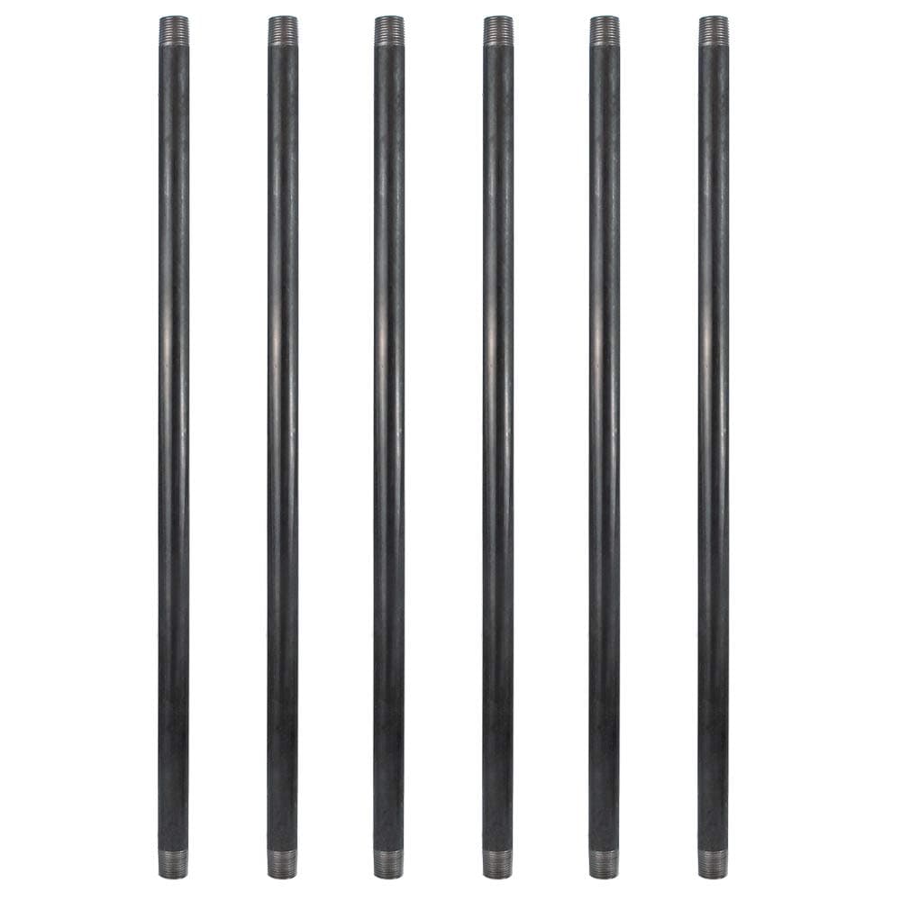 GeilSpace 6 Pack 1/2" x 42" Heavy Duty Pre-Cut Grey Metal Pipe, Industrial Steel Fits Standard Half Inch Threaded Pipes and Fittings - Vintage DIY Industrial Shelving (1/2" × 42", Grey)