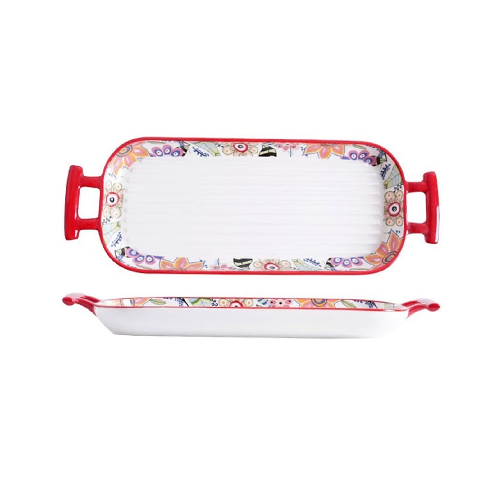 Baking Dish طبق الخبز وعاء الخبز السيراميك مستطيلة مزدوجة الأذن المنزلية فرن الميكروويف فرن باخرة مزدوجة الأذن خبز الأرز طبق للخبز Lasagne Dish(32.2cm)