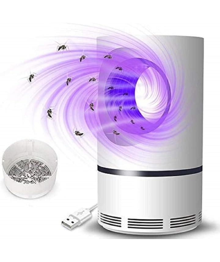 Eco-Friendly Electronic LED Blue Light Mosquito Killer Lamp | Fly and Bug Trapper with USB Port Plug-in for Home, Office, Kitchen, Bedroom, Bathroom (Off- White)