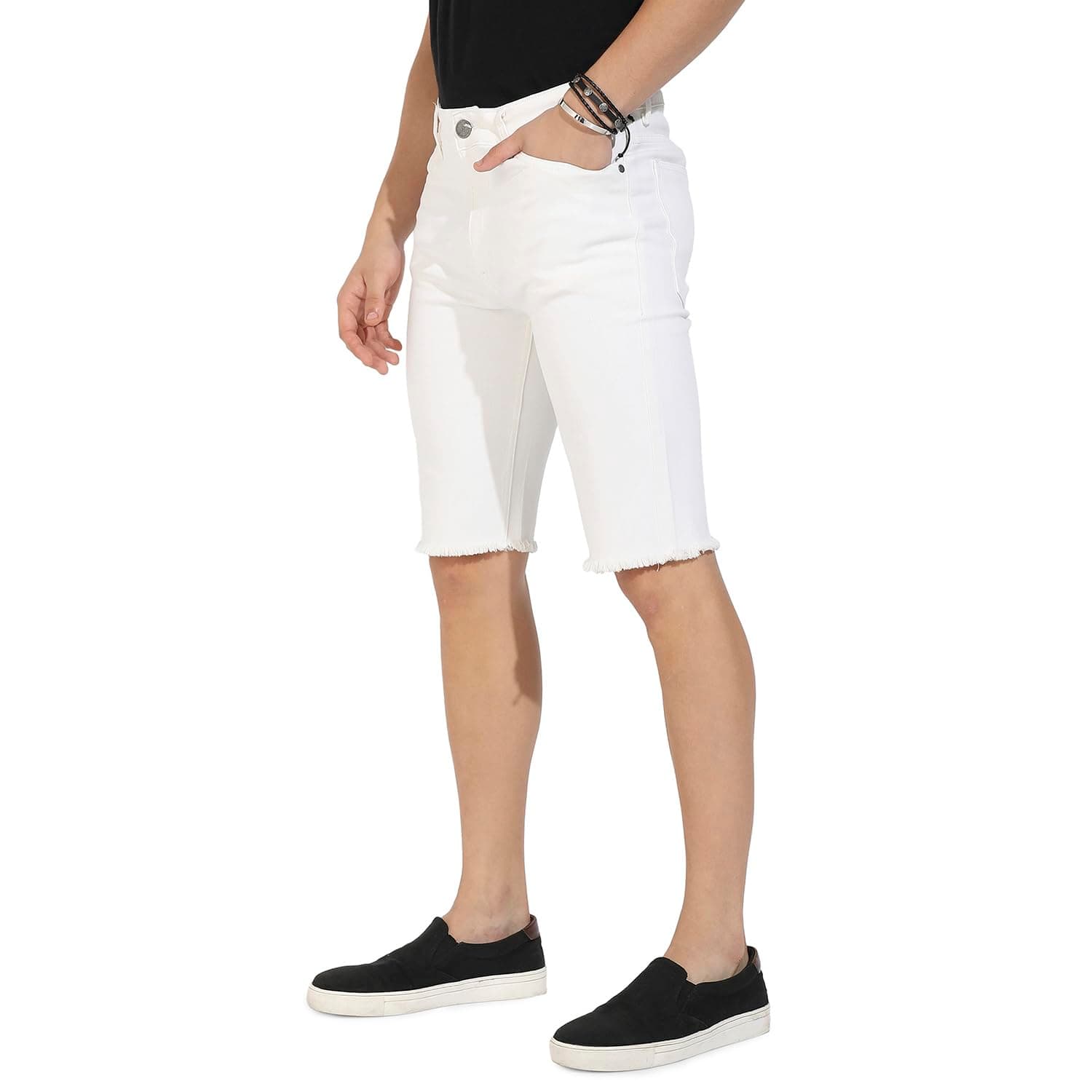 Men’s Blue Denim Shorts Solid Regular Fit for Casual Wear | Cotton Blend Fabric | Stretchable | Buttoned | Mid-Rise Shorts Crafted with Comfort Fit & High Performance for Everyday Wear