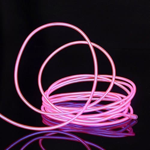 Cefrank 10ft 3m Neon Light El Wire with Battery Pack Neon Glowing Strobing Electroluminescent Wire (Pink)