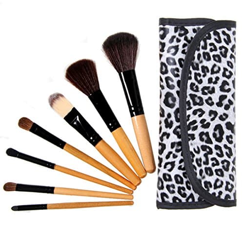 7pcs Professional Cosmetic Make up Brushe Makeup Brushes Set Kit with Grey Leopard Pouch Case