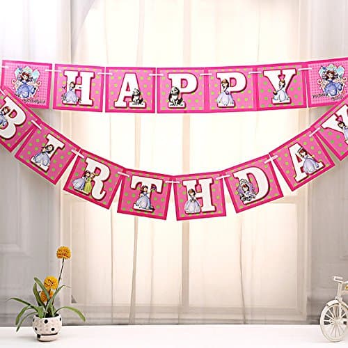 PartyMane Sofia Princess Theme Happy Birthday Banner For Sofia Princess Birthday Party Supplies 1pcs